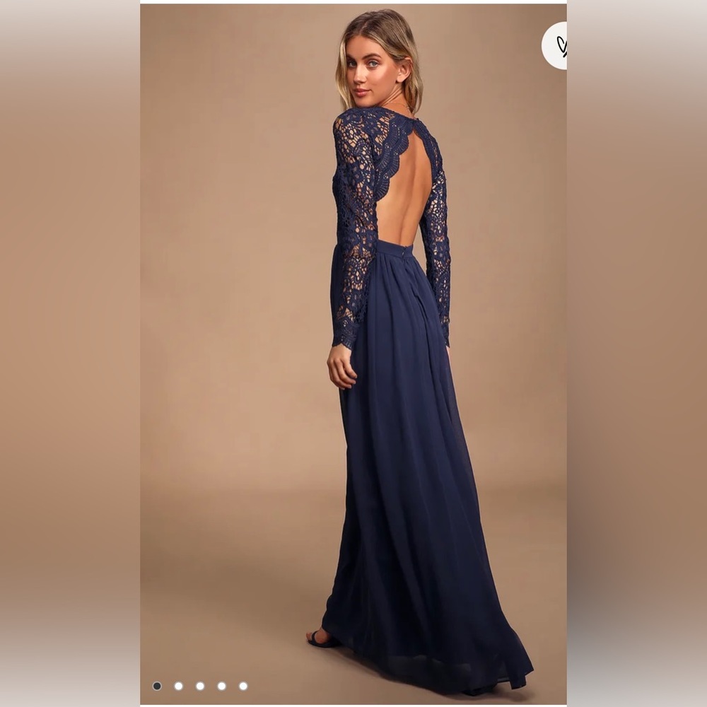 Navy Blue Lulu Laced Maxi Dress